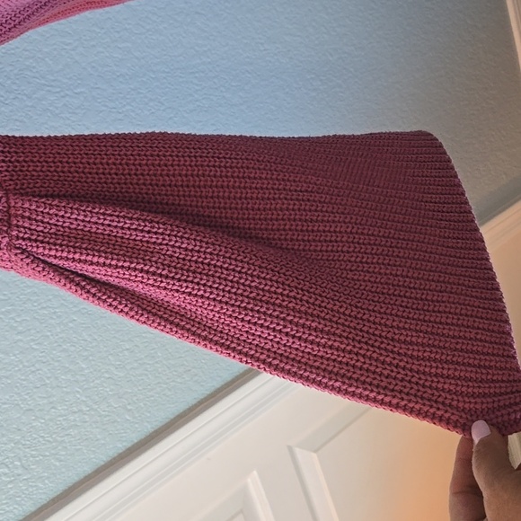 FREE PEOPLE Damsel Cotton Flare Sleeve Sweater Pink Sz Small - Picture 5 of 12